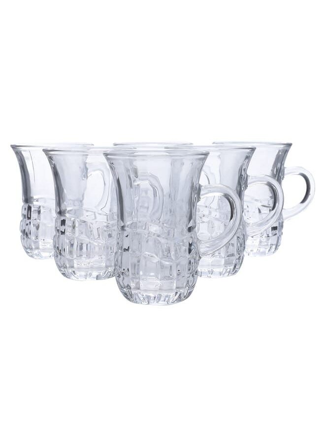 Alsaif Gallery Max Glass Tea Cups Set With Handle 6 Pieces  - Image 3
