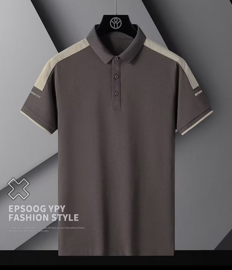 Mens Summer Slim Fit Polo Shirt Trendy Short Sleeve Y114 Black  - Image 2