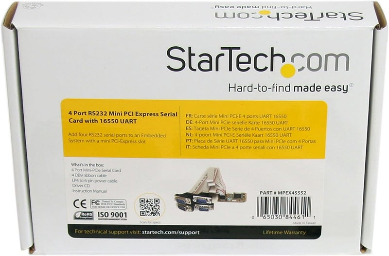 StarTech .com 4 Port RS232 Mini PCI Express Serial Card w/ 16650 UART (MPEX4S552) - Image 3
