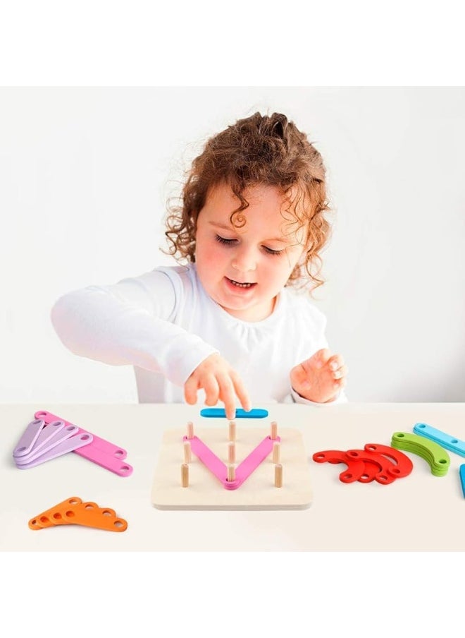 Coogam - Coogam Wooden Letter Number Construction Puzzle Educational Stacking Blocks Toy Set Shape Color Sorter Pegboard Activity Board Sort Game for Kids Gift Preschool Learning STEM Toy - Image 1