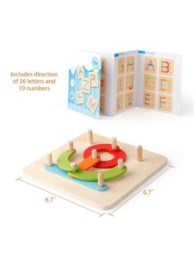 Coogam - Coogam Wooden Letter Number Construction Puzzle Educational Stacking Blocks Toy Set Shape Color Sorter Pegboard Activity Board Sort Game for Kids Gift Preschool Learning STEM Toy - Image 1