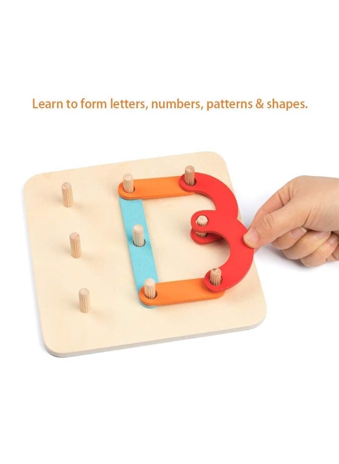 Coogam - Coogam Wooden Letter Number Construction Puzzle Educational Stacking Blocks Toy Set Shape Color Sorter Pegboard Activity Board Sort Game for Kids Gift Preschool Learning STEM Toy - Image 1