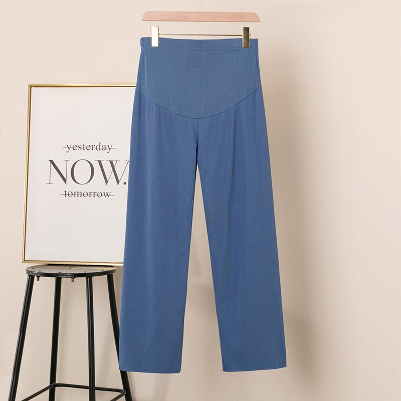 Summer Maternity Pants Fashionable Loose Lantern Capris Blue (wide leg pants) 