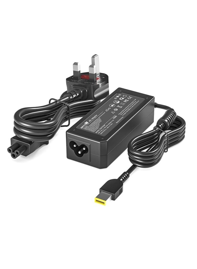 Terabyte 20V 3.25A AC Adapter for Lenovo Z40 Z50 Z50-70 Z50-75 G40 G50 G50-70 G50-80 Thinkpad L440 L460 L470 T440 T450 T460 T470 T540 T560 X230 X240 X250 Power Cord (Yellow Square Tip)  - Image 1