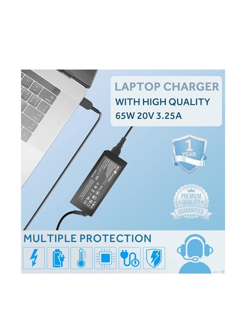 Terabyte 20V 3.25A AC Adapter for Lenovo Z40 Z50 Z50-70 Z50-75 G40 G50 G50-70 G50-80 Thinkpad L440 L460 L470 T440 T450 T460 T470 T540 T560 X230 X240 X250 Power Cord (Yellow Square Tip)  - Image 3