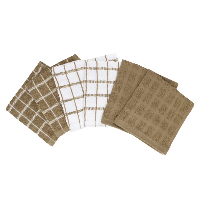 Ritz 100% Terry Cotton  Highly Absorbent Dish Cloth Set  12  x 12   6-Pack  Mocha Brown - Image 1