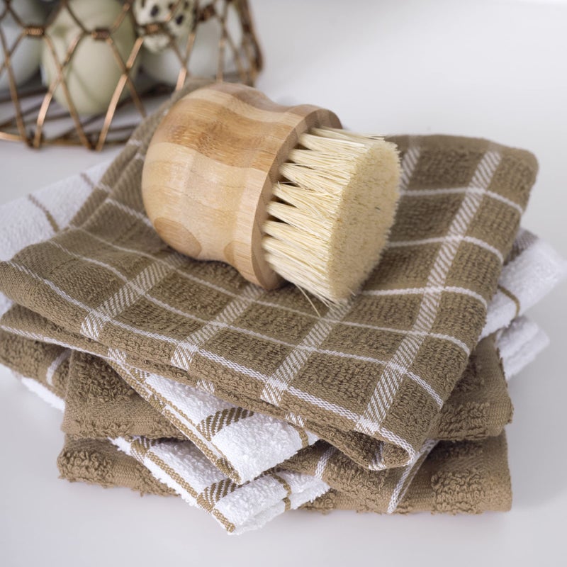 Ritz 100% Terry Cotton  Highly Absorbent Dish Cloth Set  12  x 12   6-Pack  Mocha Brown - Image 4
