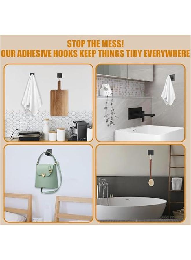 MIXDE 6 Pack Adhesive Wall Hooks for Hanging - Waterproof Shower Hooks, Heavy Duty Towel Hooks for Bathrooms, Kitchens, and Offices (Black) - Image 4