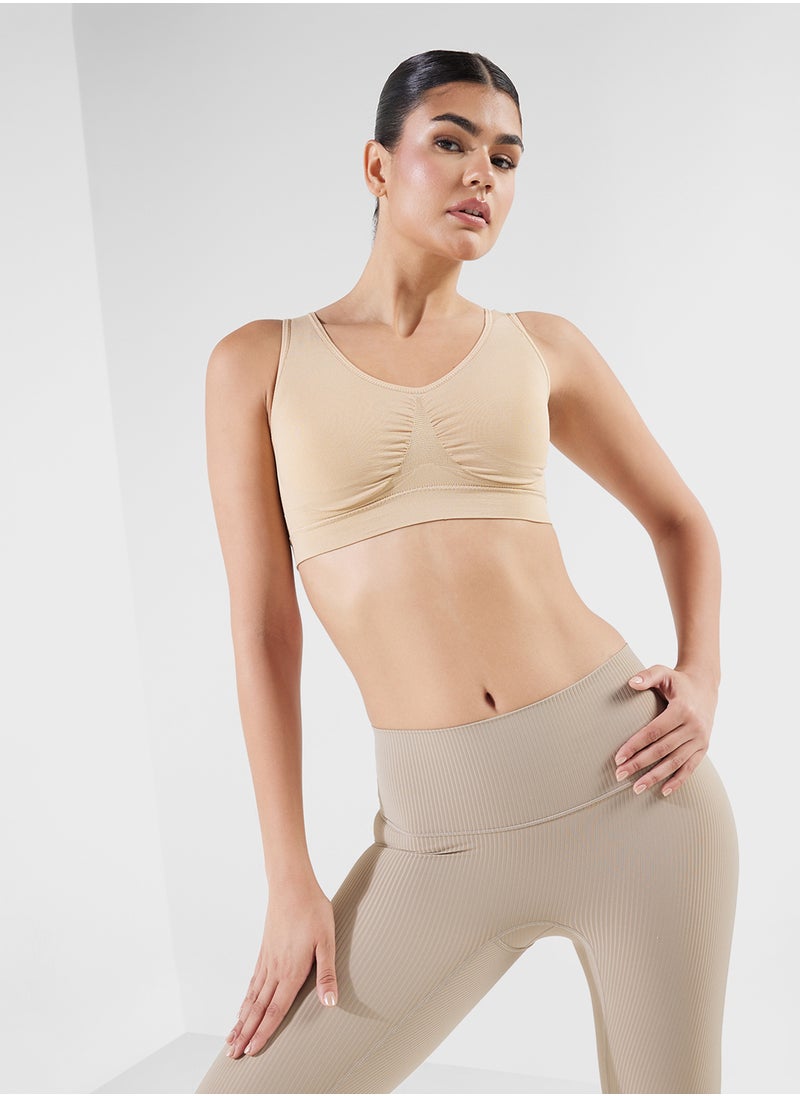 FRWD Ruched Plunge Neck Sports Bra  - Image 1