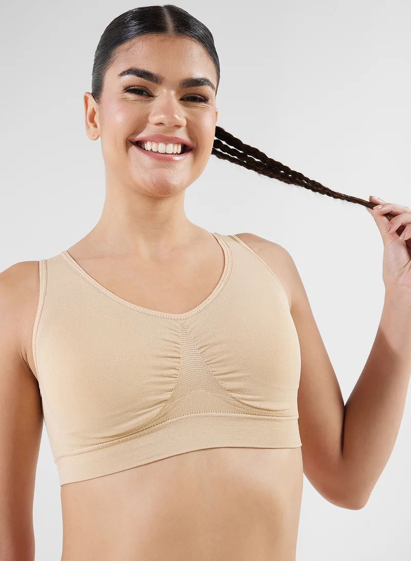 FRWD Ruched Plunge Neck Sports Bra