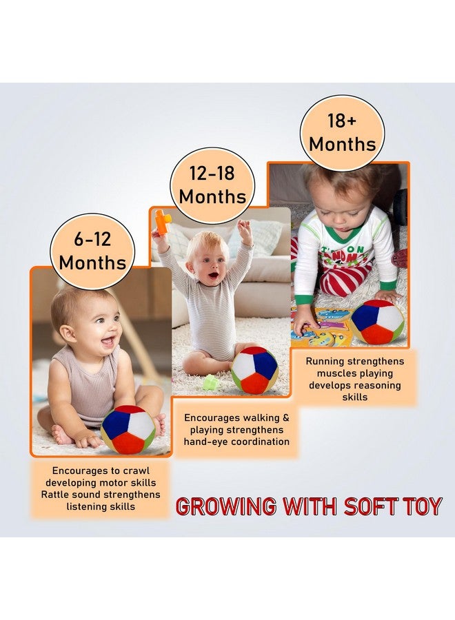 VGRASSP Baby Rattle Ball Soft Plush Stuffed Toy for Boys and Girls with Rattle Sound - Colorful Textured, Lightweight and Safe for Toddlers - Color As Per Stock - Pack of 2 - Image 4