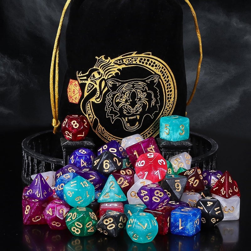 QMAY DND Dice Set 10x7 (70 Pieces) Polyhedral Dice for Dungeons and Dragons D&D RPG MTG Role Playing Games with 1 Drawstring Bag - Image 4