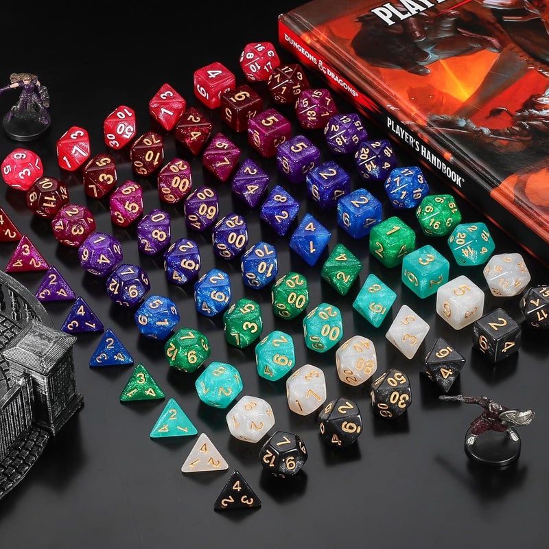QMAY DND Dice Set 10x7 (70 Pieces) Polyhedral Dice for Dungeons and Dragons D&D RPG MTG Role Playing Games with 1 Drawstring Bag - Image 5