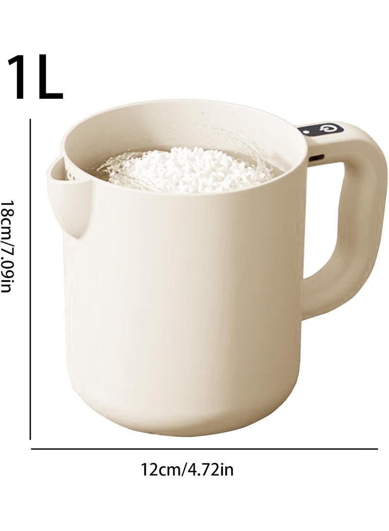 CMGTYYD Egg Beater - 2 in 1 Cordless Handheld Whisk and Strainer,1L Rice Washing Bowl, Automatic Stirrer, Baking Tool for Liquid Milk Filtering Mixing Whisking Beating Stirring - Image 5