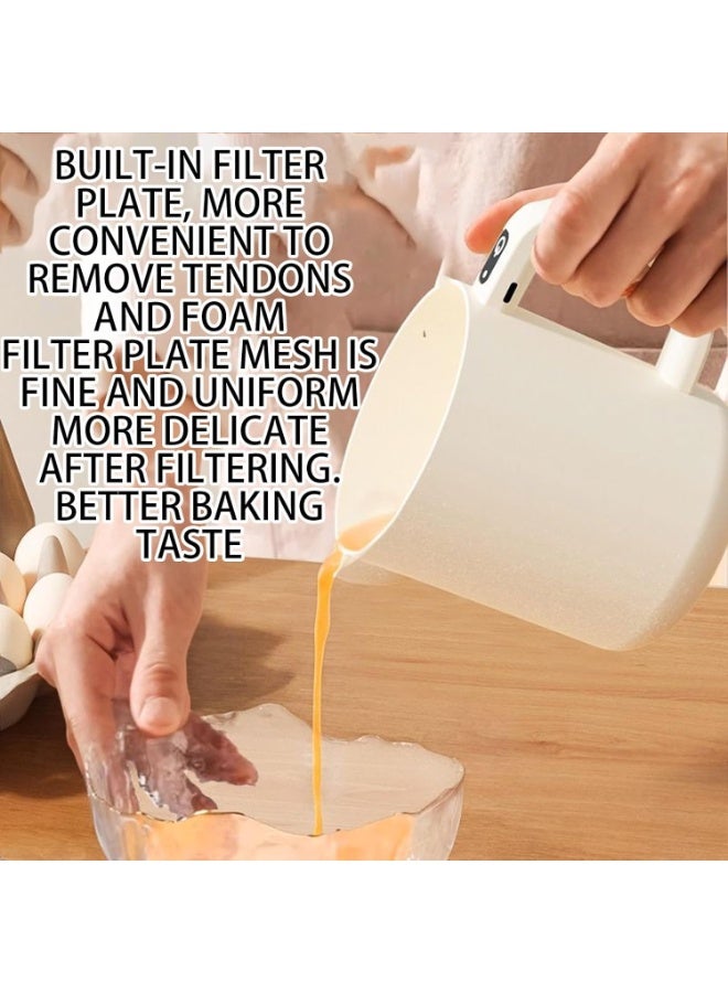 CMGTYYD Egg Beater - 2 in 1 Cordless Handheld Whisk and Strainer,1L Rice Washing Bowl, Automatic Stirrer, Baking Tool for Liquid Milk Filtering Mixing Whisking Beating Stirring - Image 2