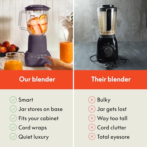 bella 10 Speed Countertop Blender, Juicer & Smoothie Maker, Fits-anywhere™ Kitchenware, Slim Flip & Store Design, Dishwasher Safe 48oz Capacity Pitcher & Lid, Stainless Steel Blade, 450 Watt, Plum - Image 5
