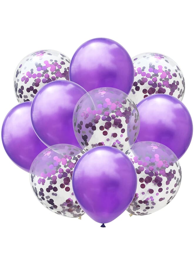 Party Time 10 Pieces Balloons Decorations Set Include Metallic Purple Latex Balloons And Purple Foil Confetti Filled Balloons For Birthday Wedding Baby Shower Party Decorations Supplies 12 Inches - Image 1