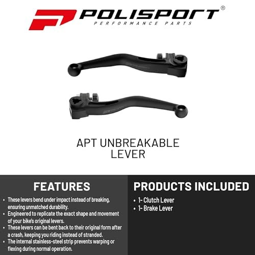 Polisport APT Unbreakable BrakeClutch Levers Kit Fits KTM Husqvarna GasGas Sherco Triumph MXEnduro Motorcycles 20142026 Durable Composite OEM Shape Easy Install Black - Image 3