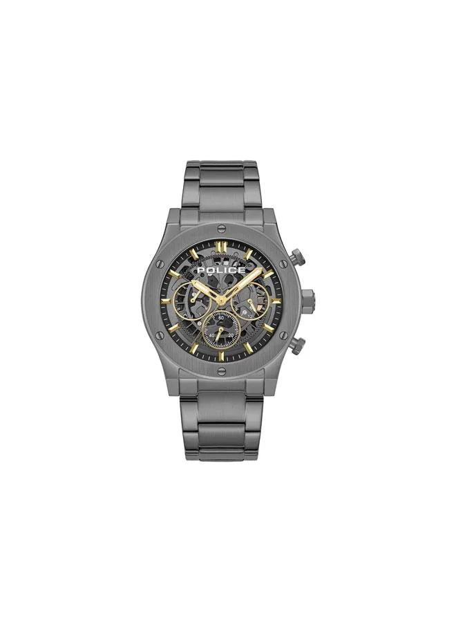POLICE Knotty Gunmetal Dial Gunmetal Stainless Steel Bracelet Multifunction Watch for Men - 42mm