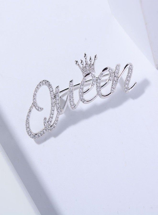 FORUBUS Queen Crown Brooch Pins for Women, Elegant Rhinestone Lapel Pin, Tiara Crown Brooch Pin for Women for Clothing, Scarf, and Hat-silver - Image 3