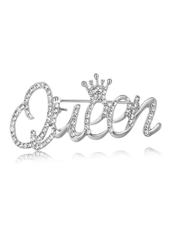 FORUBUS Queen Crown Brooch Pins for Women, Elegant Rhinestone Lapel Pin, Tiara Crown Brooch Pin for Women for Clothing, Scarf, and Hat-silver - Image 1