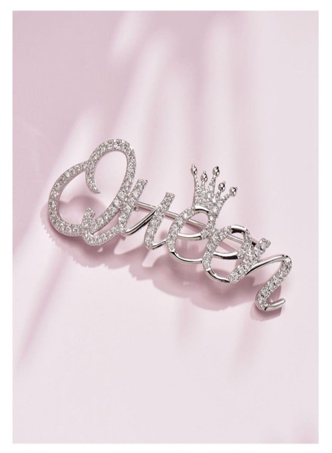FORUBUS Queen Crown Brooch Pins for Women, Elegant Rhinestone Lapel Pin, Tiara Crown Brooch Pin for Women for Clothing, Scarf, and Hat-silver - Image 4