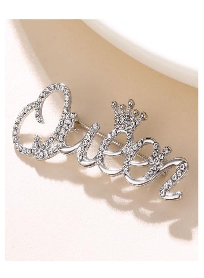 FORUBUS Queen Crown Brooch Pins for Women, Elegant Rhinestone Lapel Pin, Tiara Crown Brooch Pin for Women for Clothing, Scarf, and Hat-silver - Image 2