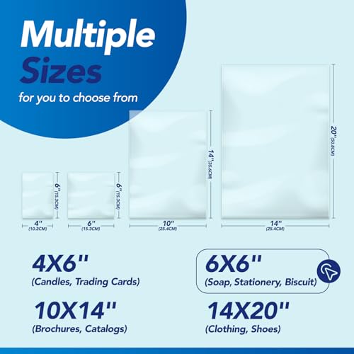 Metronic Shrink Wrap Bags 6x6 Inches 500Pcs, Clear PVC Heat Shrink Wrap Bags for Packagaing Soap,Bath Bombs,Makeup, Candles,Small Gifts,Jars,Homemade DIY - Image 2