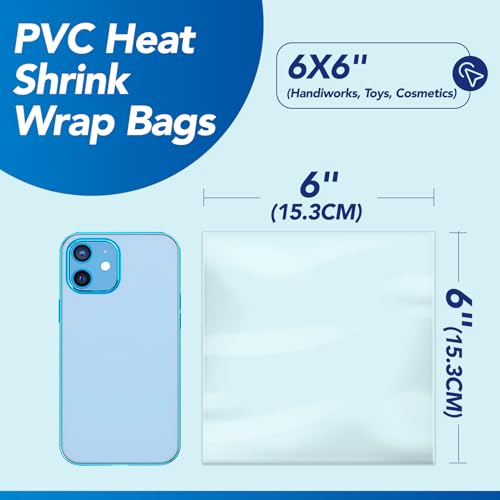 Metronic Shrink Wrap Bags 6x6 Inches 500Pcs, Clear PVC Heat Shrink Wrap Bags for Packagaing Soap,Bath Bombs,Makeup, Candles,Small Gifts,Jars,Homemade DIY - Image 3