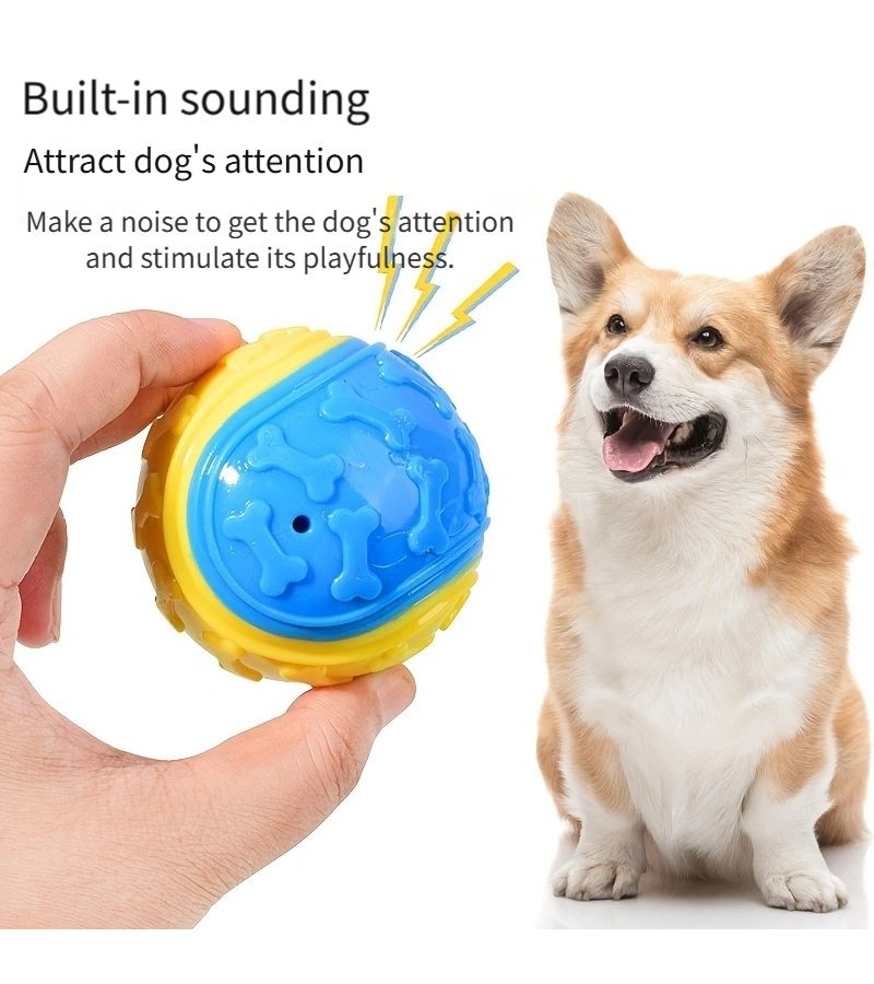 3pcs TPR Dual Color Bone Pattern Squeaky Dog Toy Balls for Medium Breeds Interactive Play - Image 5