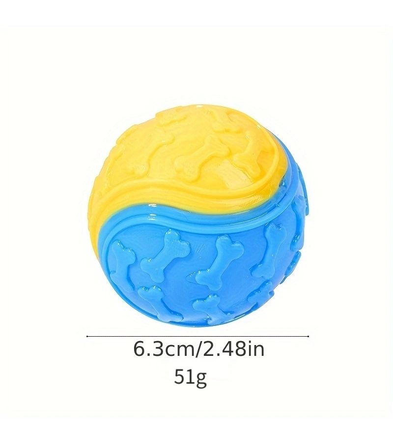 3pcs TPR Dual Color Bone Pattern Squeaky Dog Toy Balls for Medium Breeds Interactive Play - Image 3