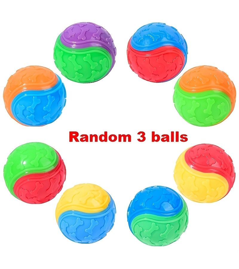 3pcs TPR Dual Color Bone Pattern Squeaky Dog Toy Balls for Medium Breeds Interactive Play - Image 4