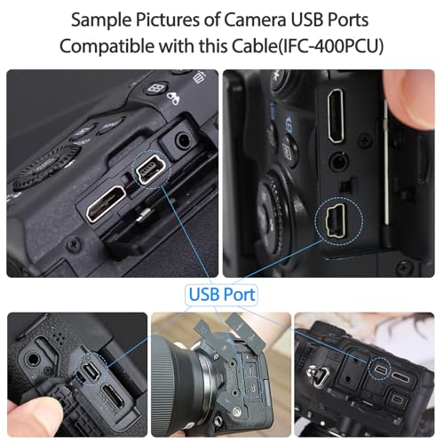SCOVEE Camera USB Cable Cord for Canon Rebel/PowerShot/EOS/DSLR/ELPH Digital Cameras,Transfer Wire Data Cable for Canon Rebel Camcorder,Vixia PC Computer Interface Charger Replacement 6FT Mini B USB - Image 3
