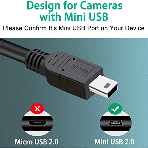 SCOVEE Camera USB Cable Cord for Canon Rebel/PowerShot/EOS/DSLR/ELPH Digital Cameras,Transfer Wire Data Cable for Canon Rebel Camcorder,Vixia PC Computer Interface Charger Replacement 6FT Mini B USB - Image 2