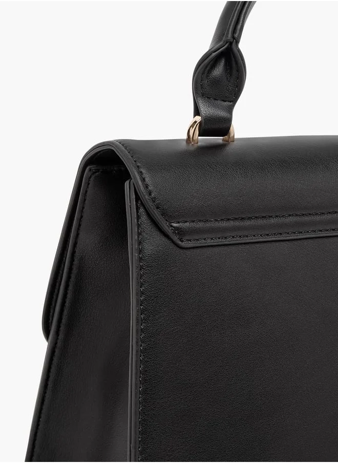 ايل Women Monogram Print Satchel Bag with Adjustable Strap and Button Closure