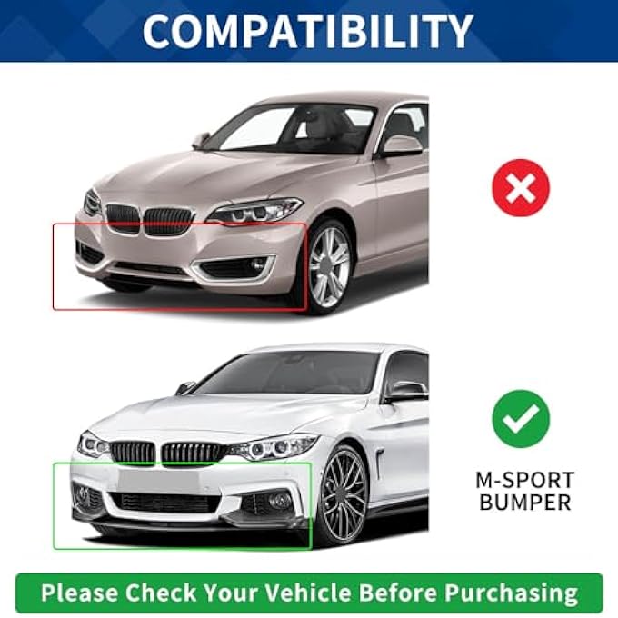 XPHAZZ Front Lip Compatible with 2-Series (2014-2021) F22 F23 M-Sport Model (Carbon Fiber Pattern, F22) - Image 2