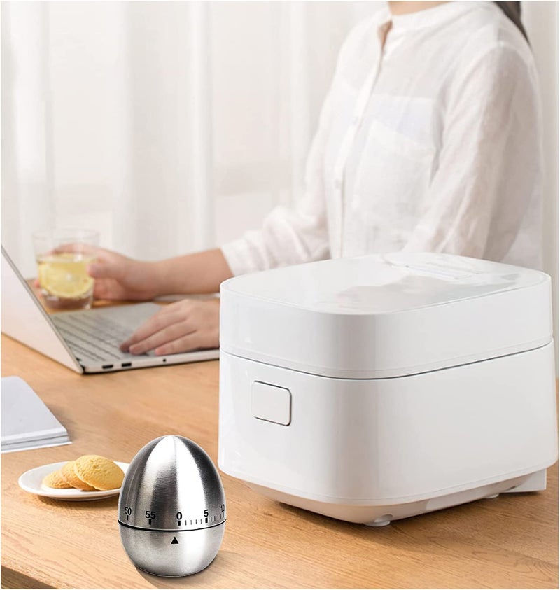 bosig Egg Kitchen Timer Cute Manual Mechanical Kitchen Timer Stainless Steel Egg Shaped Mechanical Rotating Alarm with 60 Minutes for Cooking Multicolour - Image 4
