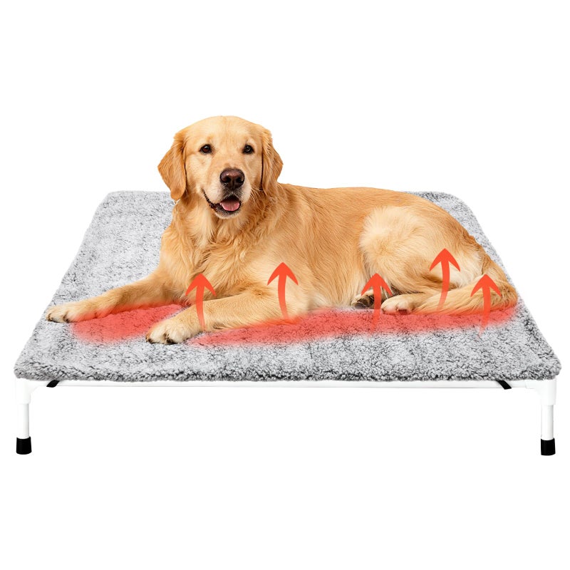 Clysee Large Self-Warming Dog Cot Pad for Elevated Dog Beds Extra Warm Thermal Pet Pad Mat with Corner Straps 28x42inch Removable Washable Cover Non-Slip Bottom - Image 1