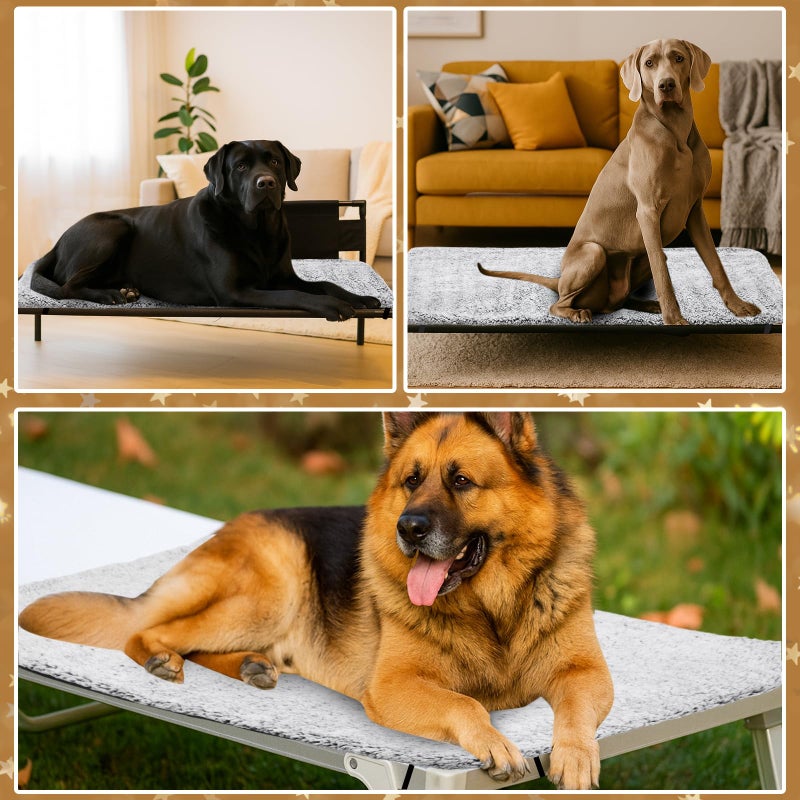 Clysee Large Self-Warming Dog Cot Pad for Elevated Dog Beds Extra Warm Thermal Pet Pad Mat with Corner Straps 28x42inch Removable Washable Cover Non-Slip Bottom - Image 3