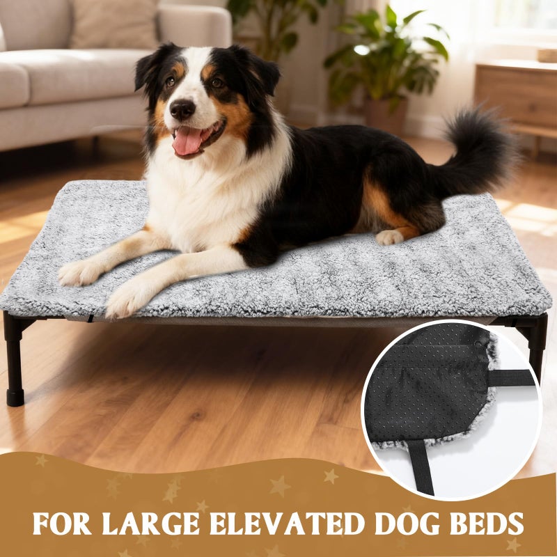 Clysee Large Self-Warming Dog Cot Pad for Elevated Dog Beds Extra Warm Thermal Pet Pad Mat with Corner Straps 28x42inch Removable Washable Cover Non-Slip Bottom - Image 5