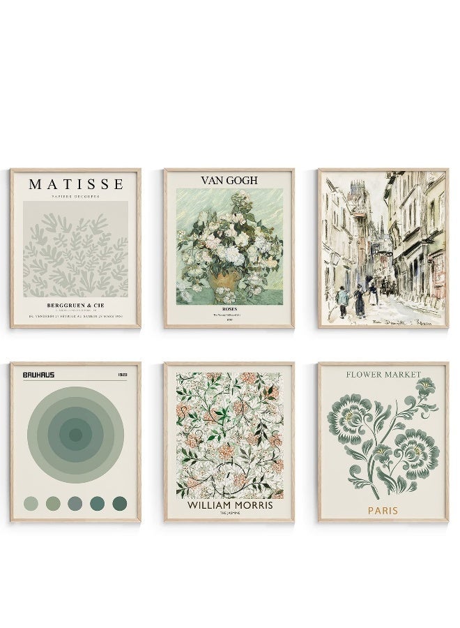 Sage Green Master Wall Art Prints,Abstract Matisse Exhibition Posters , Vintage Boho Art, Retro Room Decor,Aesthetic Bedroom Art(8x10 Inch, Unframed)