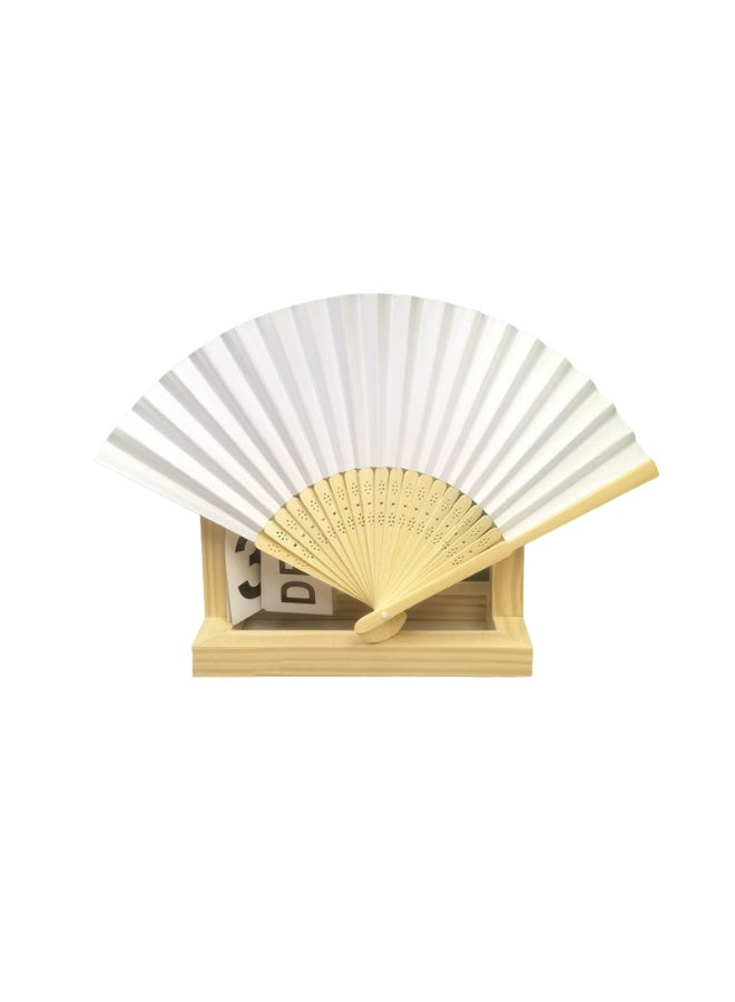 Handheld Folded Fan Bamboo Folding Paper Hand Held Fans for wedding, home decoration and children's painting DIY - Image 1