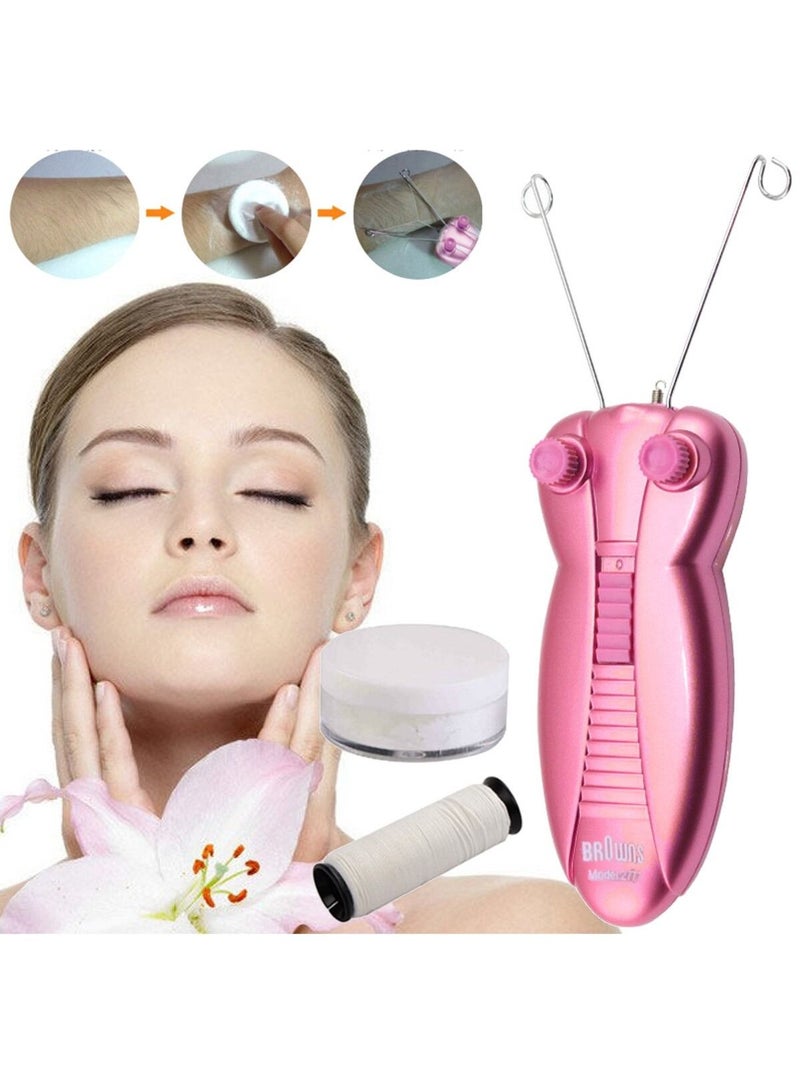 BrOwns USB Rechargeable Hair Remover Cotton Thread Epilator Electric Threading Hair Removal Facial Hair Remover Body Hair Trimmer for Women - Image 2