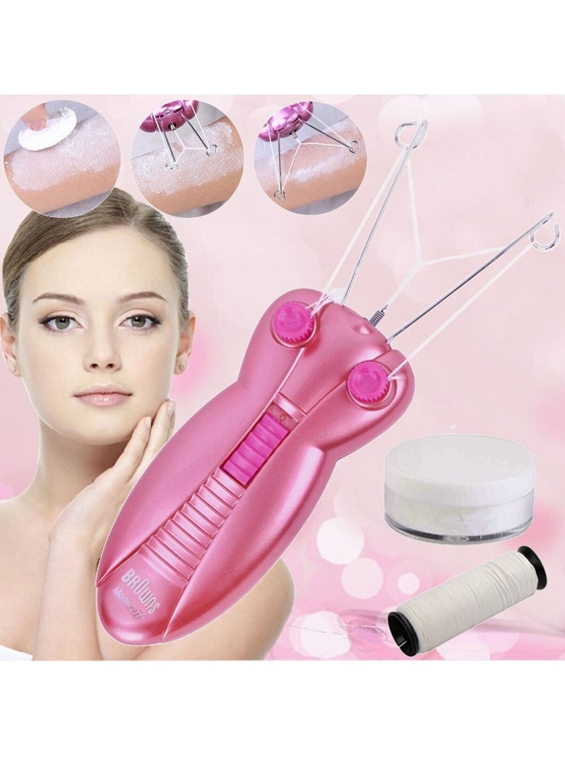 BrOwns USB Rechargeable Hair Remover Cotton Thread Epilator Electric Threading Hair Removal Facial Hair Remover Body Hair Trimmer for Women - Image 1