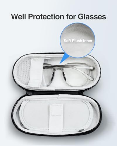 Luxtude Contact Lens Case, Cute Glasses and Contact Case 2 in 1, Built-in Mirror & Tweezers & Contact Lense Solution Bottle, Double Layer Travel Contacts Cases for Well Protection, Black - Image 3