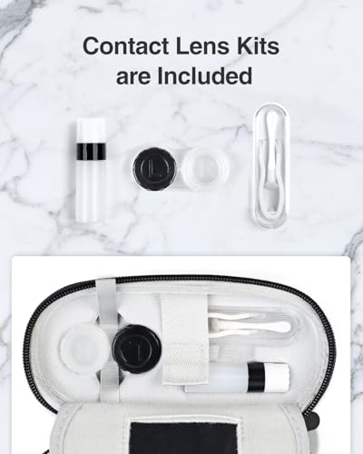 Luxtude Contact Lens Case, Cute Glasses and Contact Case 2 in 1, Built-in Mirror & Tweezers & Contact Lense Solution Bottle, Double Layer Travel Contacts Cases for Well Protection, Black - Image 2