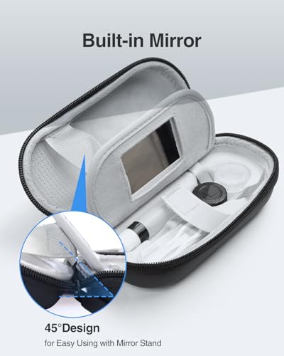 Luxtude Contact Lens Case, Cute Glasses and Contact Case 2 in 1, Built-in Mirror & Tweezers & Contact Lense Solution Bottle, Double Layer Travel Contacts Cases for Well Protection, Black - Image 5