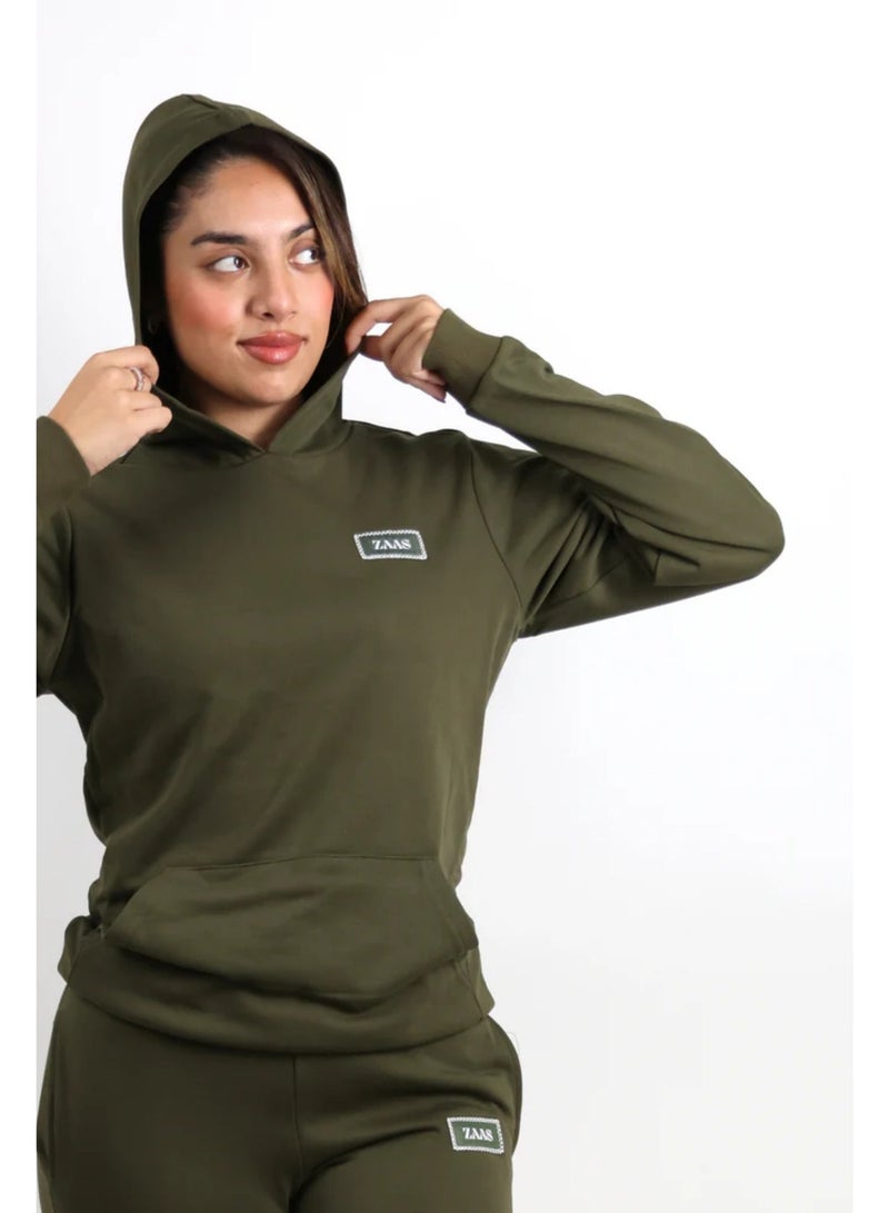 ZAAS Be The Change Relaxed Fit Hoodie - Olive Green - Image 4