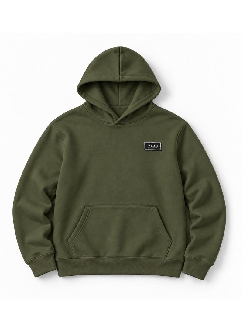 ZAAS Be The Change Relaxed Fit Hoodie - Olive Green - Image 1