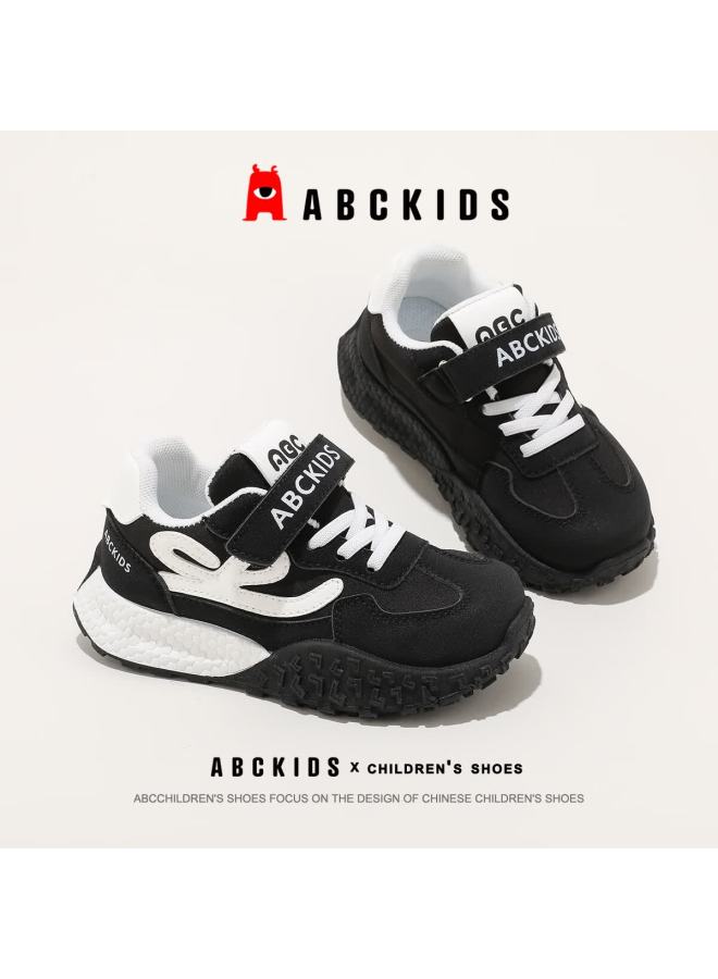 Abc Kids Kids Sports Casual Shoes Non-slip Anti-collision Sole Trendy Comfortable Running Shoes Sy533603647py Black White Size 34 - Image 3